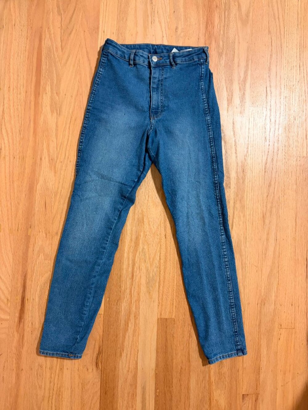H&M &Denim High Waisted Skinny Jeans Ankle Length Medium Wash Blue 4